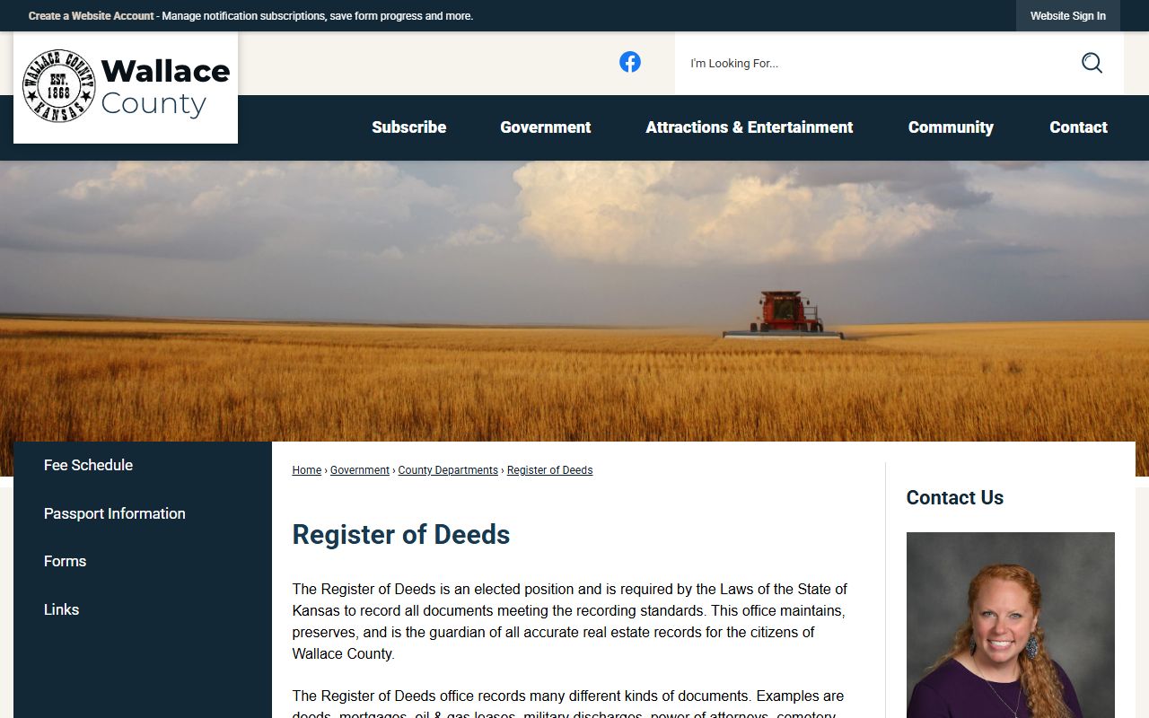 Wallace County Register of Deeds overview page