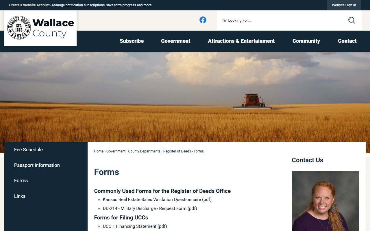 Wallace County Register of Deeds forms page