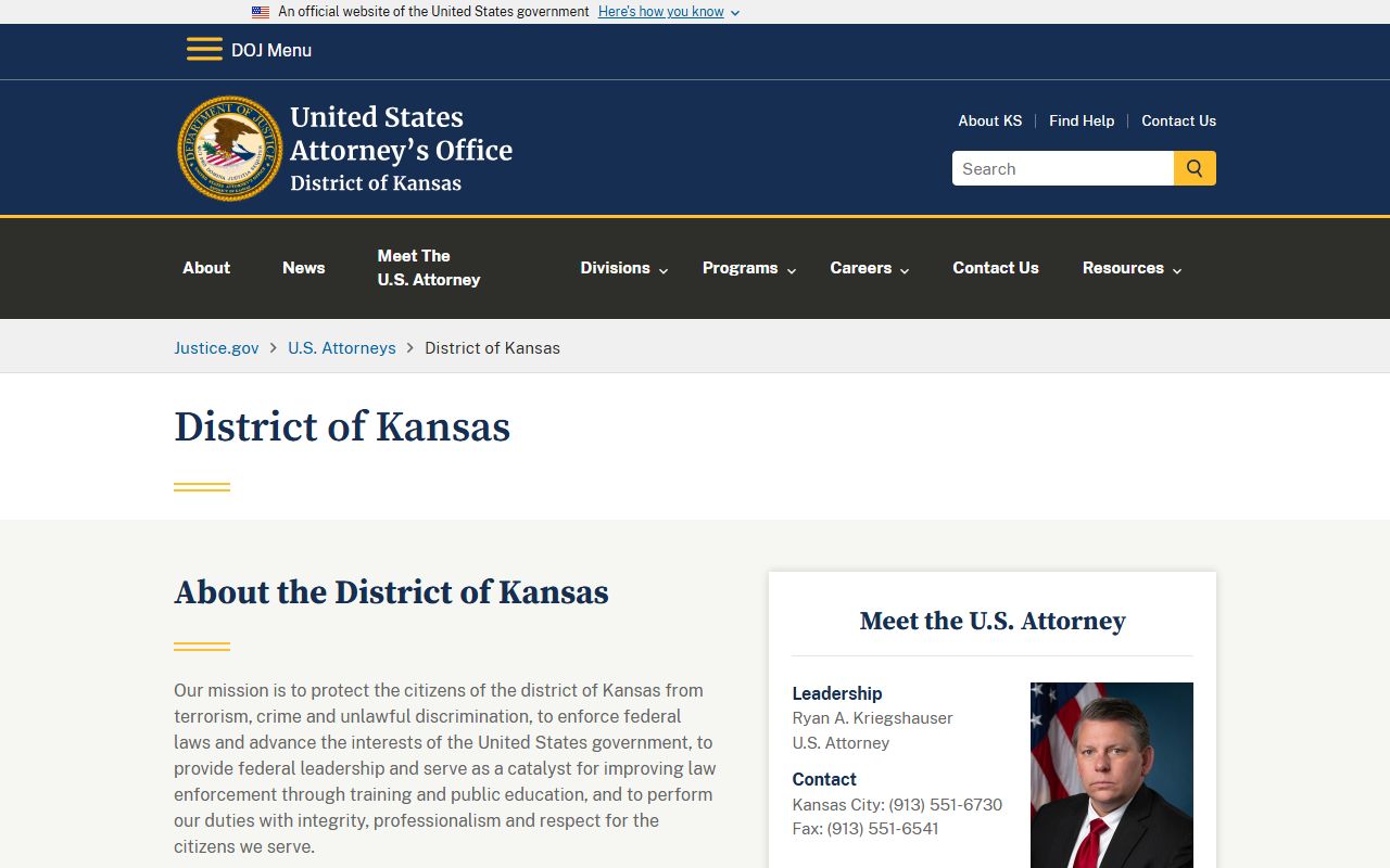 Wallace County criminal court records U.S. Attorney District of Kansas