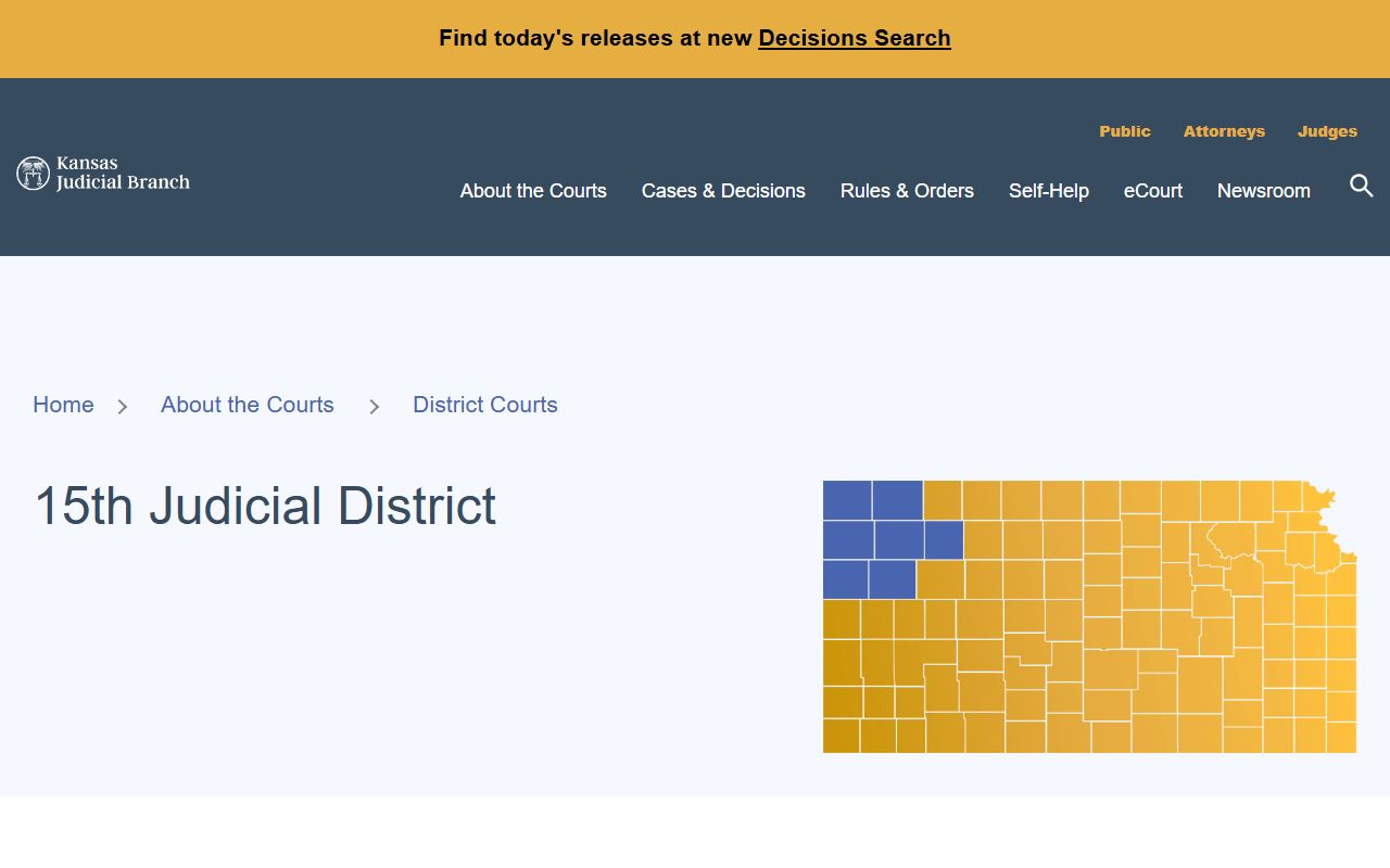Kansas 15th Judicial District page for Wallace County District Court