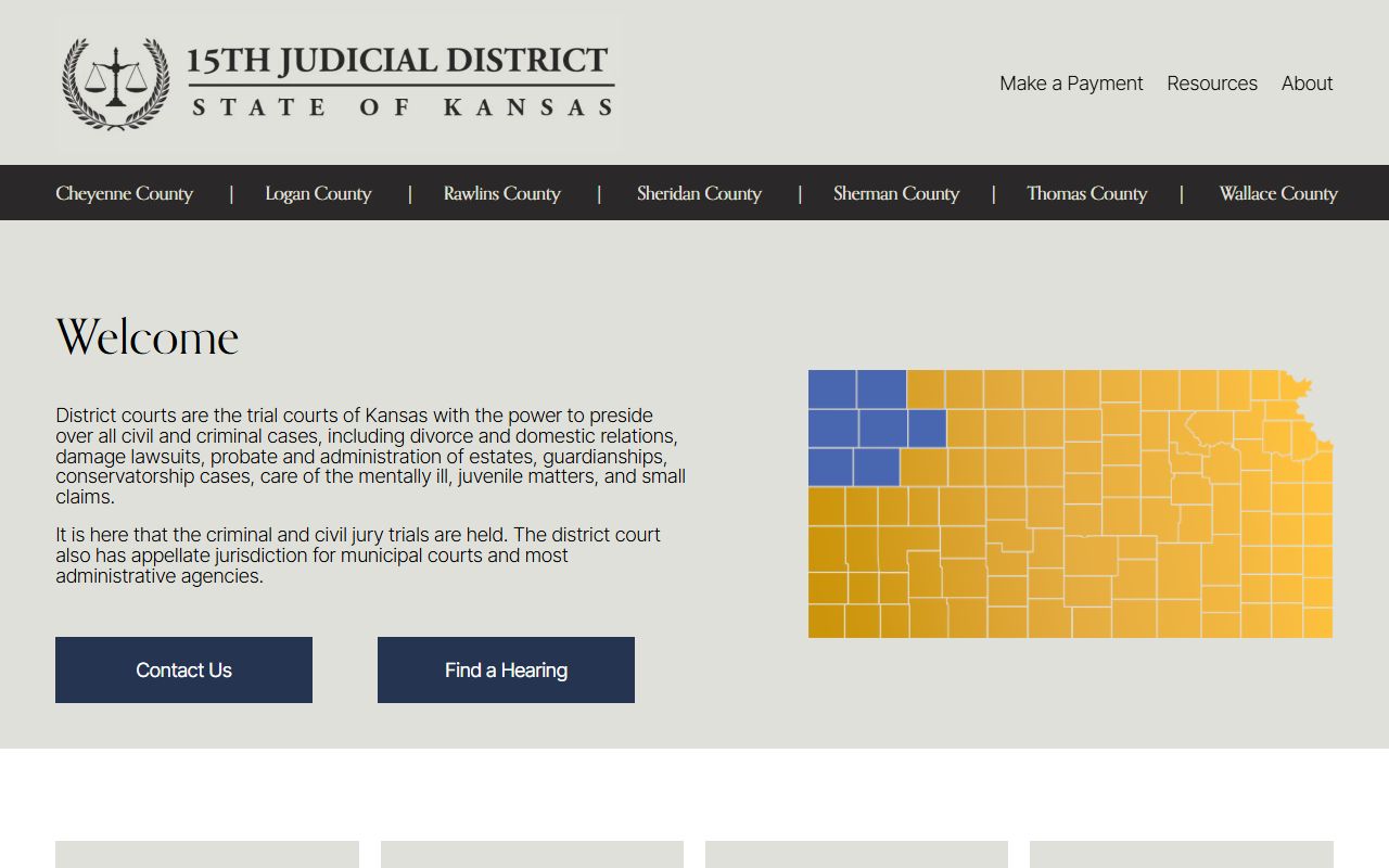 15th Judicial District home page with court resources