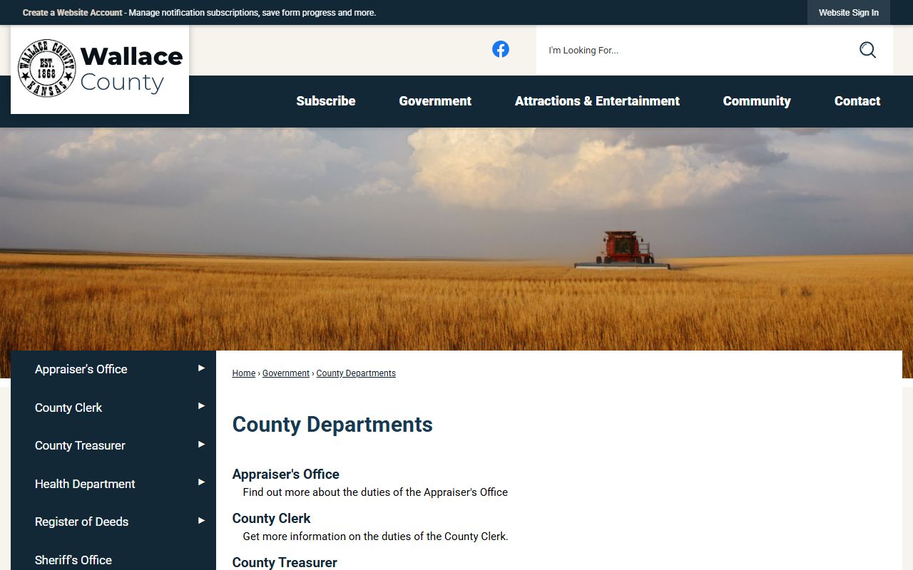 Wallace County departments overview page