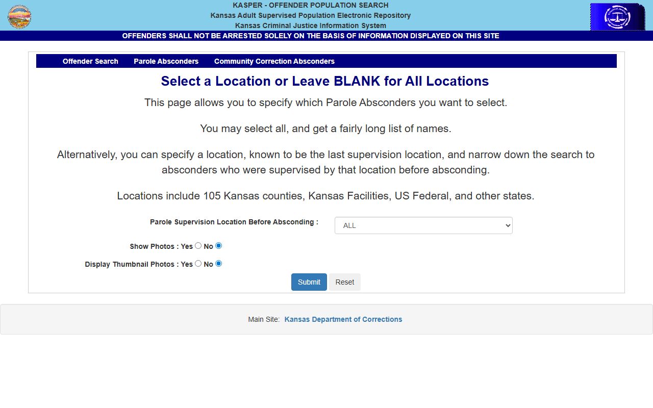 Wallace County inmate records KDOC parole absconder search
