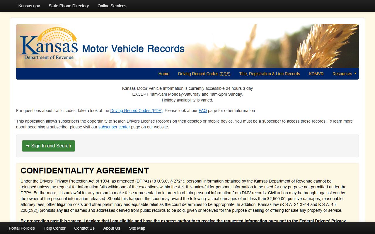 Wallace County traffic court records Kansas MVR subscriber search