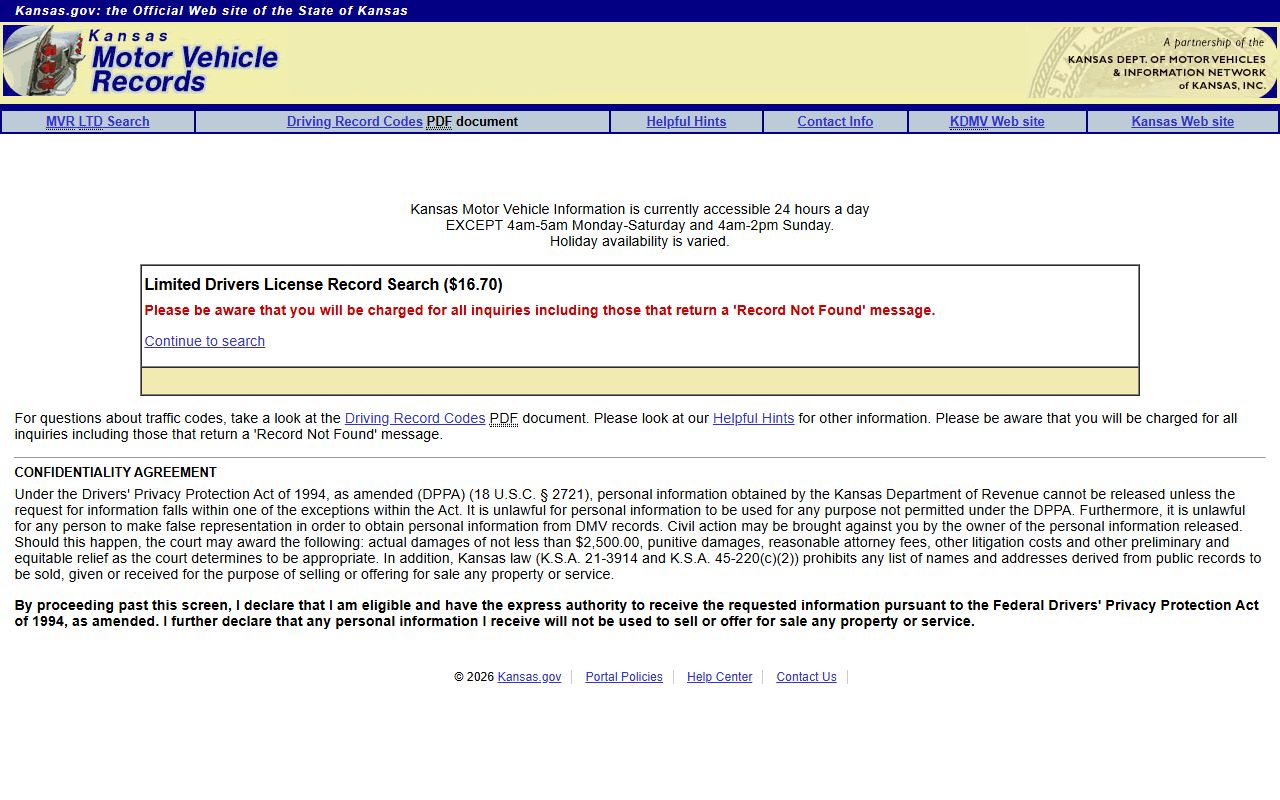 Wallace County traffic court records Kansas driving record order service
